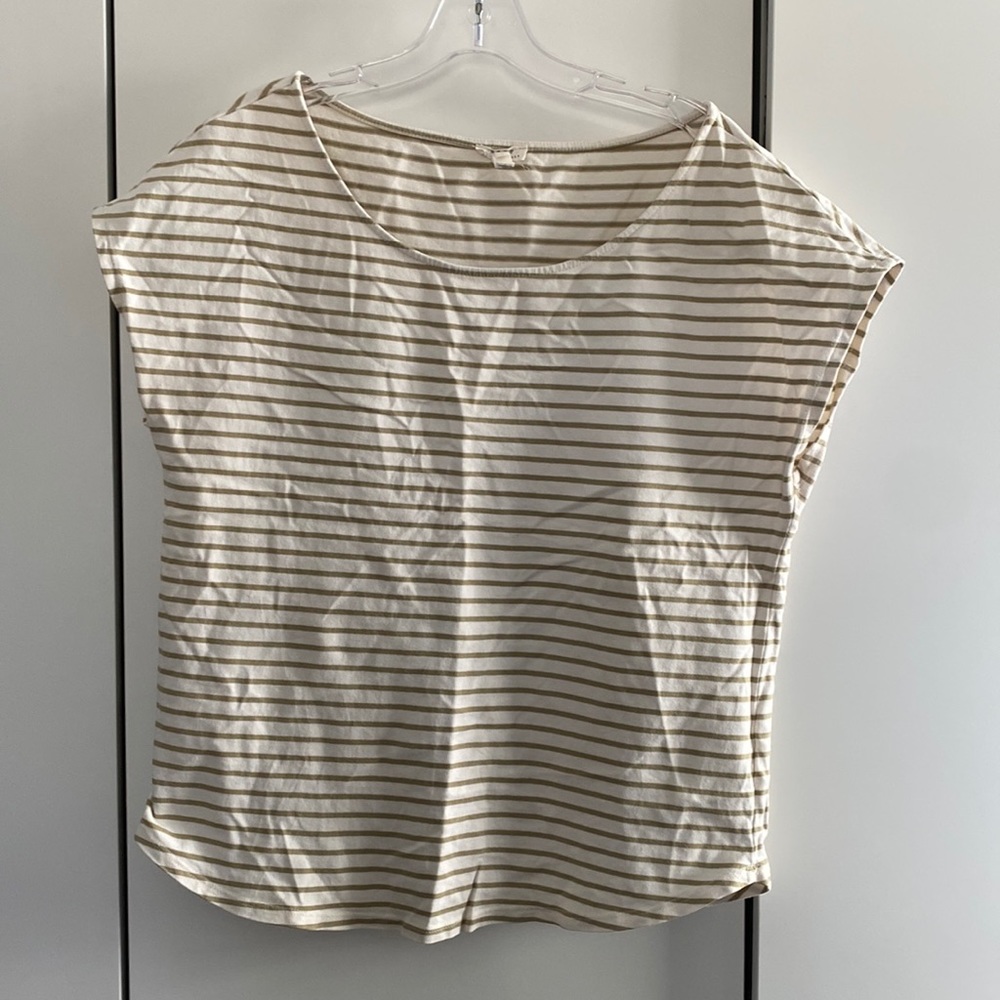 SOFT JOIE French terry heave cap dolman sleeve tee tank top stripes M